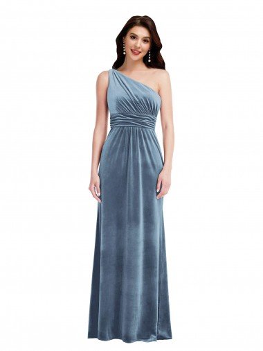 Shop One Shoulder Draped Velvet Maxi Bridesmaid Dress / Prom Dress Sydney