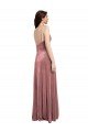 Low Scoop Back Long V-Neck Formal Velvet Slip Bridesmaid Dress / Prom Dress