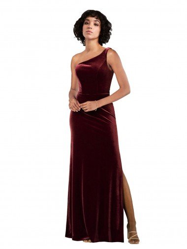 Shop Formal One Shoulder Floor-Length Velvet Bridesmaid Dress / Prom Dress Sydney