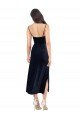 Midi Cocktail Length Formal Velvet Bridesmaid Dress / Prom Dress with Cowl Neck and Spaghetti Straps