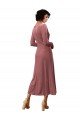 Long Sleeve Velvet Faux Wrap Midi Length Bridesmaid Dress / Prom Dress