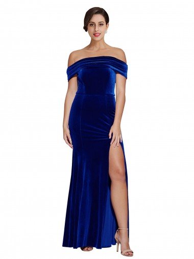 Shop Full Length Long Formal Velvet Bridesmaid Dress / Prom Dress with Side Split Sydney